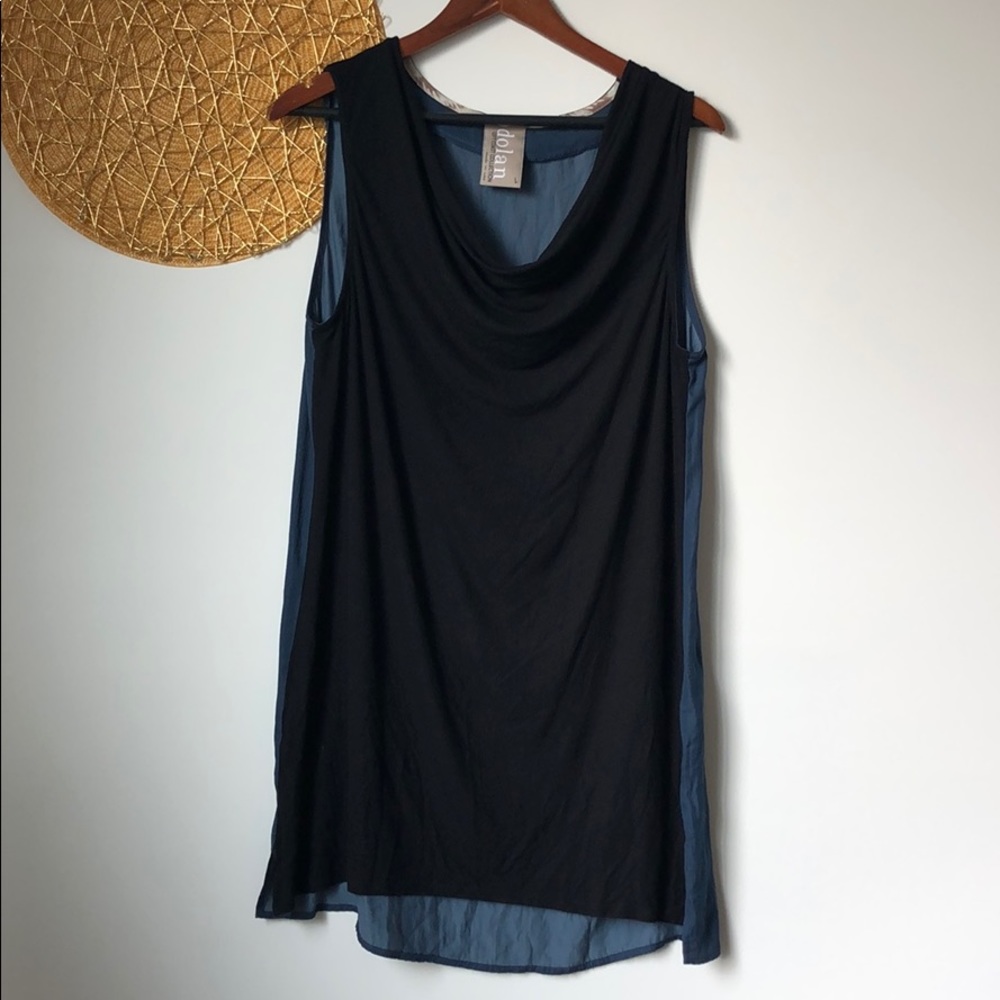Anthropologie Black and Blue Sleeveless Top